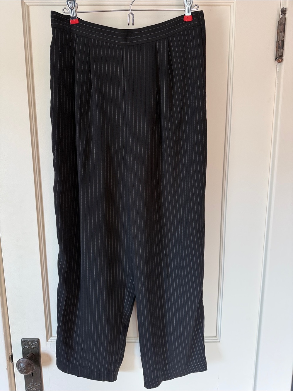 Women’s pinstriped wide-leg pants
